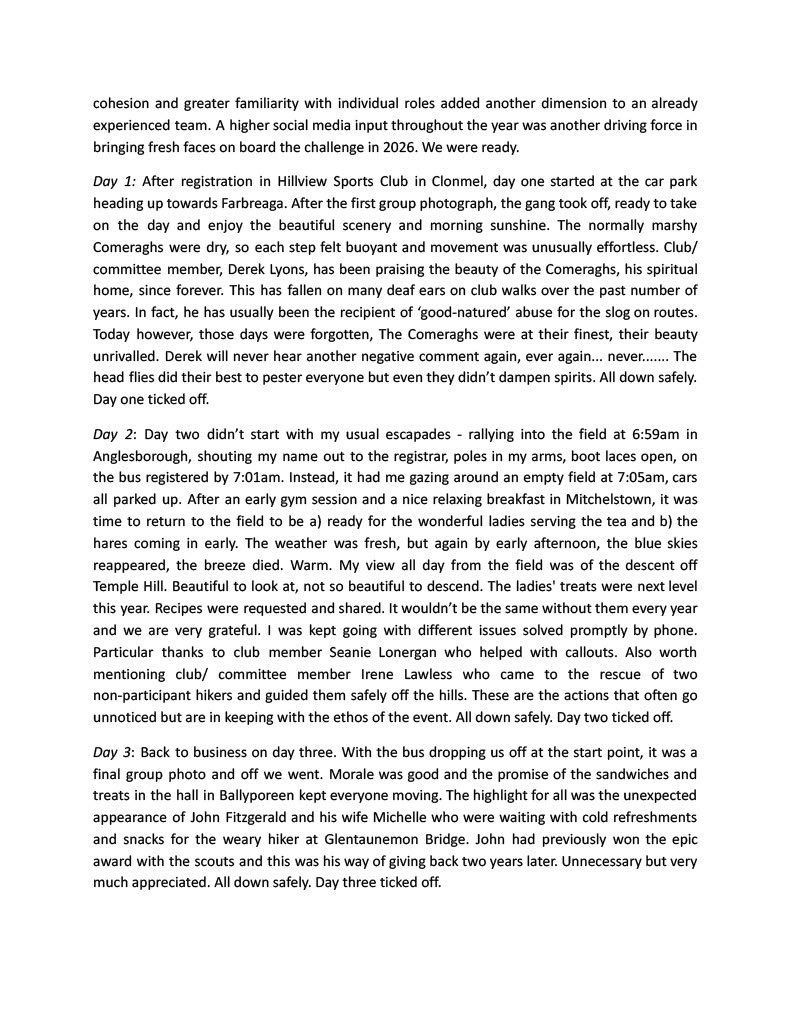 NaSleibhte's tweet photo. The Fei Sheehy Challenge 2026 event report, written by committee member Karol Caulfield. #feisheehychallenge2026 #nasleibhte #awesomewalks #thenextlevel https://t.co/qNUOyU48X9