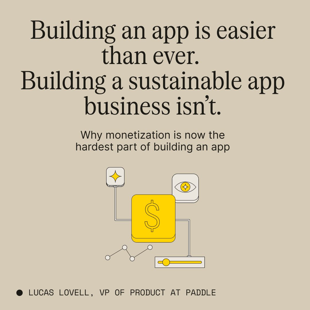 PaddleHQ's tweet photo. AI made apps easier to build. It didn’t make app businesses easier to build.

The hard part is now distribution, monetisation, retention and unit economics.

@lucas_lovell explores why monetization is product strategy, what good App2Web looks like, and why net proceeds matter more than checkout conversion alone.

https://t.co/rJOiA1EL4e