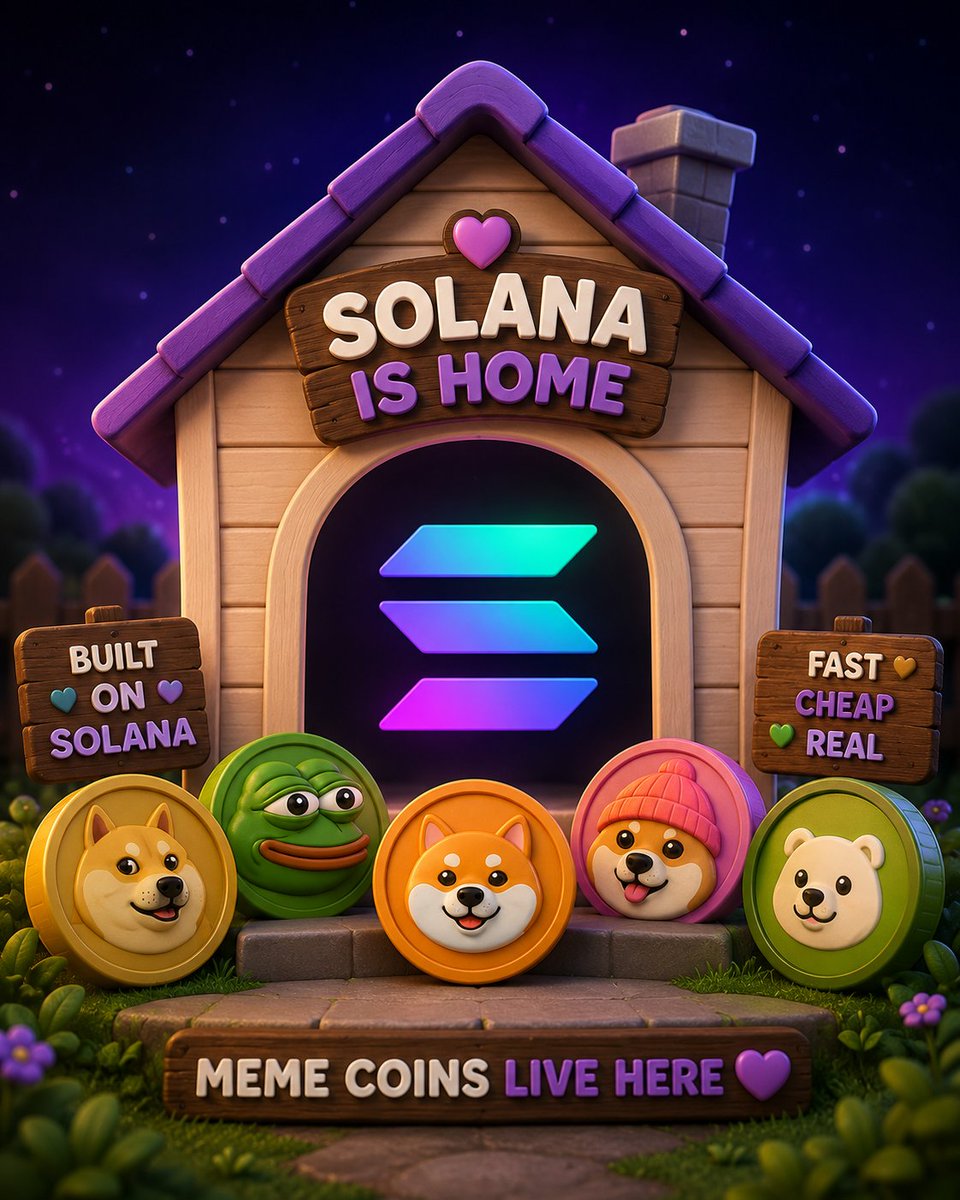 RitchieSol_'s tweet photo. SOLANA IS HOME 🏠💜

Meme coins found their playground.

Fast transactions.
Low fees.
Big community.

That’s why so many memes are built on Solana. 🐸🪙

SOL + MEMES = a dangerous combo https://t.co/Py5rOytfSY