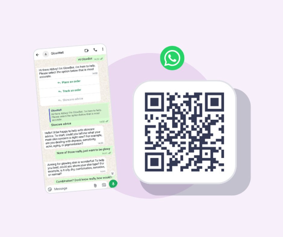 Gnatta's tweet photo. AI in WhatsApp = smarter customer support.
📱Meet GlowBot on WhatsApp!
Our AI agent for GlowWell Beauty recommends skincare routines, suggests products, and guides customers—all inside WhatsApp.
👉Try it yourself via the QR code below! https://t.co/vw7zTshZE9