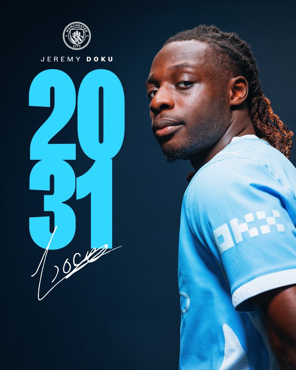 CityCentral12's tweet photo. Jeremy Doku has signed a new contract with #ManCity until 2031! https://t.co/athEZVi4KH