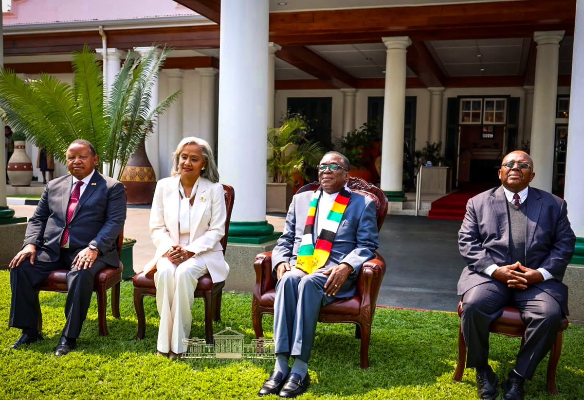 edmnangagwa's tweet photo. Today at State House in Harare, I received Letters of Credence from three newly appointed Ambassadors to the Republic of https://t.co/gWJAjZ0OmO we advance our engagement and re-engagement policy, Zimbabwe remains committed to being a 'friend to all and an enemy to none,' opening our doors wide for economic, cultural, and bilateral cooperation.

I am pleased to formally welcome to Zimbabwe:H.E. Phillip Kuroghobogha Ikurusi, Ambassador of the Federal Republic of Nigeria, who pledged to prioritize and strengthen our long-standing, historic African diplomatic and trade relations.

H.E. Mrs. Christine Schraner Burgener, Ambassador of the Swiss Confederation (Switzerland), as we look forward to deepening our strategic partnerships in development, innovation, and commerce.

H.E. Ms. Erika Alvarez Rodriguez, Ambassador of the Dominican Republic, marking an exciting chapter of expanded cooperation, trade, and economic diplomacy between our nations.

We look forward to highly productive tenures for all three envoys as we build mutually beneficial partnerships.