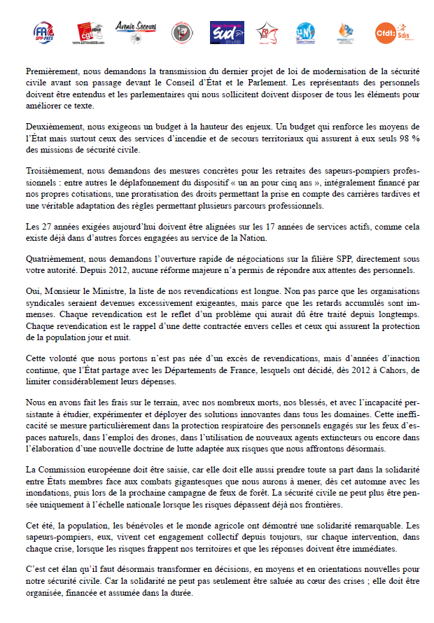 AvenirSecours's tweet photo. 🔥[Intersyndicale]🔥
Retrouvez la déclaration commune de toutes les Organisations syndicales au ministre de l'Intérieur, Laurent NUNEZ pour l'entrevue de ce jour, jeudi 13 août  ! https://t.co/GAlOzVNbAS