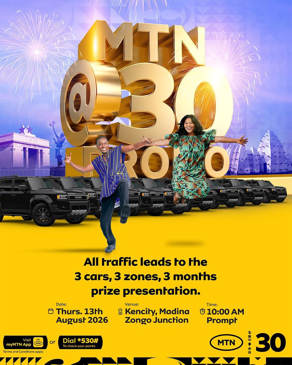 Obaa_Sheila's tweet photo. If you are anywhere near Madina Zongo Junction, pull up to Kencity right now! The MTN @ 30 Mega Promo presentation is in full swing and the energy is unmatched! #MTNat30MegaPromo https://t.co/B5vMPnmisk