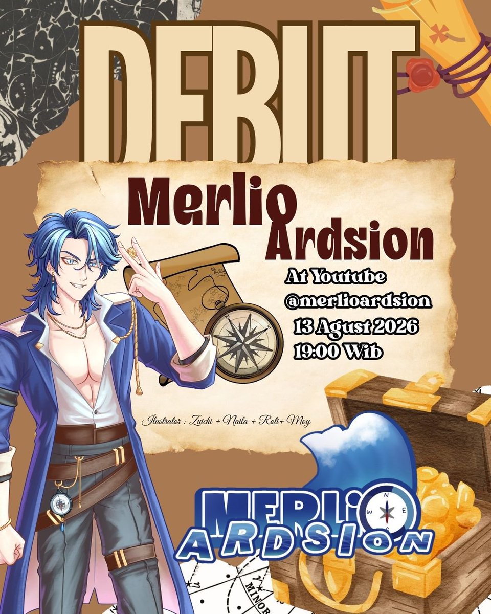 ment_vtuber's tweet photo. 🌊 The journey begins here.

⚓ Merlio Ardsion — Debut
📅 13 August 2026
⏰ 19:00 WIB
📺 YouTube: @MerlioArdsion

Prepare your crew and mark the date.
The Navigator is ready to set sail.

#MerlioArdsion #MerlioDebut #MEntDebut #VTuberIndonesia #VTuber https://t.co/r1eFWSqgCZ