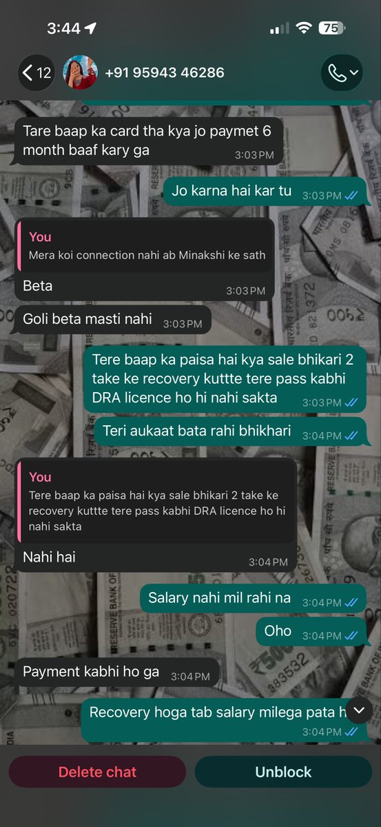RaajChauddhary's tweet photo. @RBI Recovery agent from RBL bank used my personal photos and threatening me. It’s all against RBI guidelines. Pls take action against him. I’m sharing all WhatsApp screen shot. @RBI @rblbank https://t.co/1Byz0eMi5P