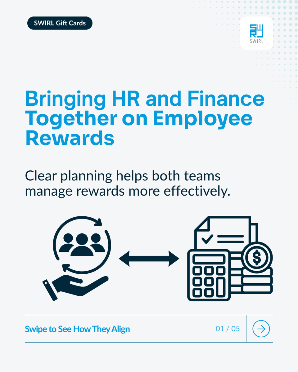 SWIRL_Card's tweet photo. Employee rewards often involve both HR and finance.

Aligning early on budget, eligibility, ordering timelines and approvals can make the process much clearer for both teams.

#EmployeeRewards #HRIreland https://t.co/Cw5PcsBPcx