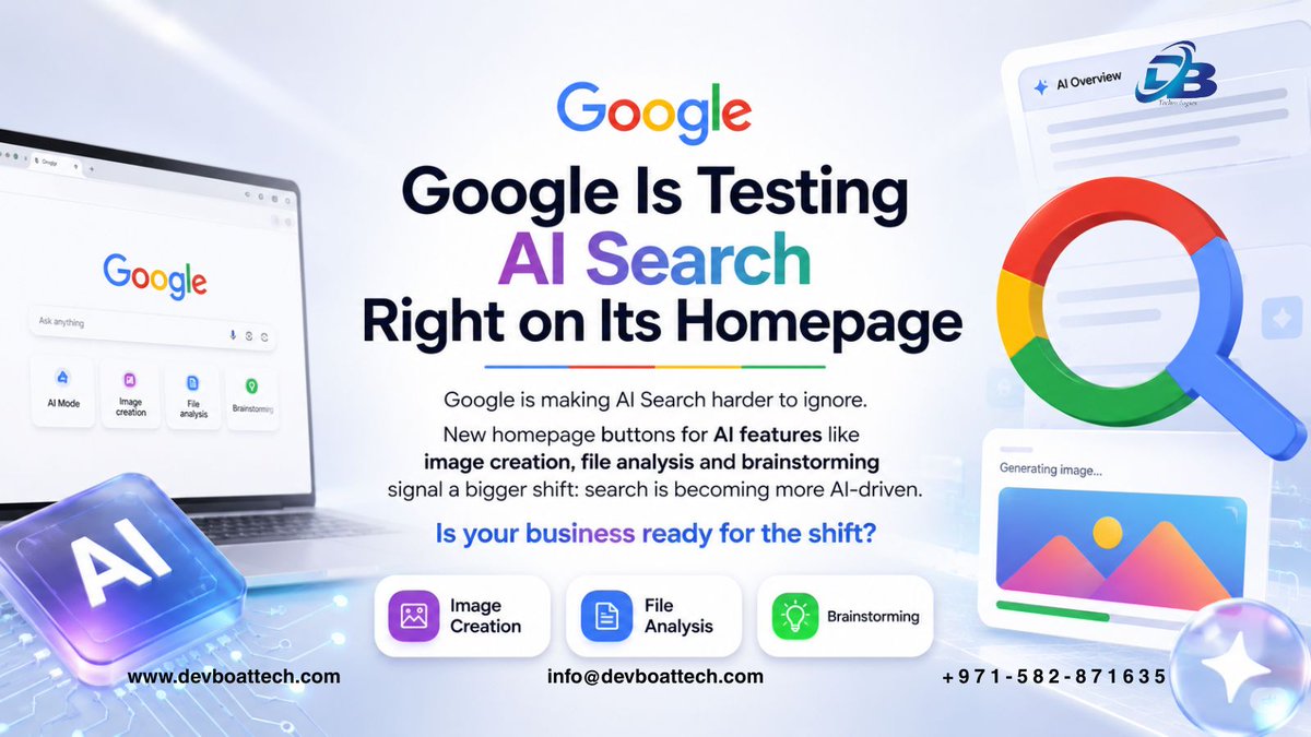 boat_dev's tweet photo. Google is making AI Search harder to ignore.

New AI features signal a bigger shift: search is becoming more AI-driven.

Is your business ready for the shift?

Visit https://t.co/lmtcehaGzd for SEO, GEO &amp; AEO.

#AI #AIsearch #GoogleAI https://t.co/IQbIJGuC3V