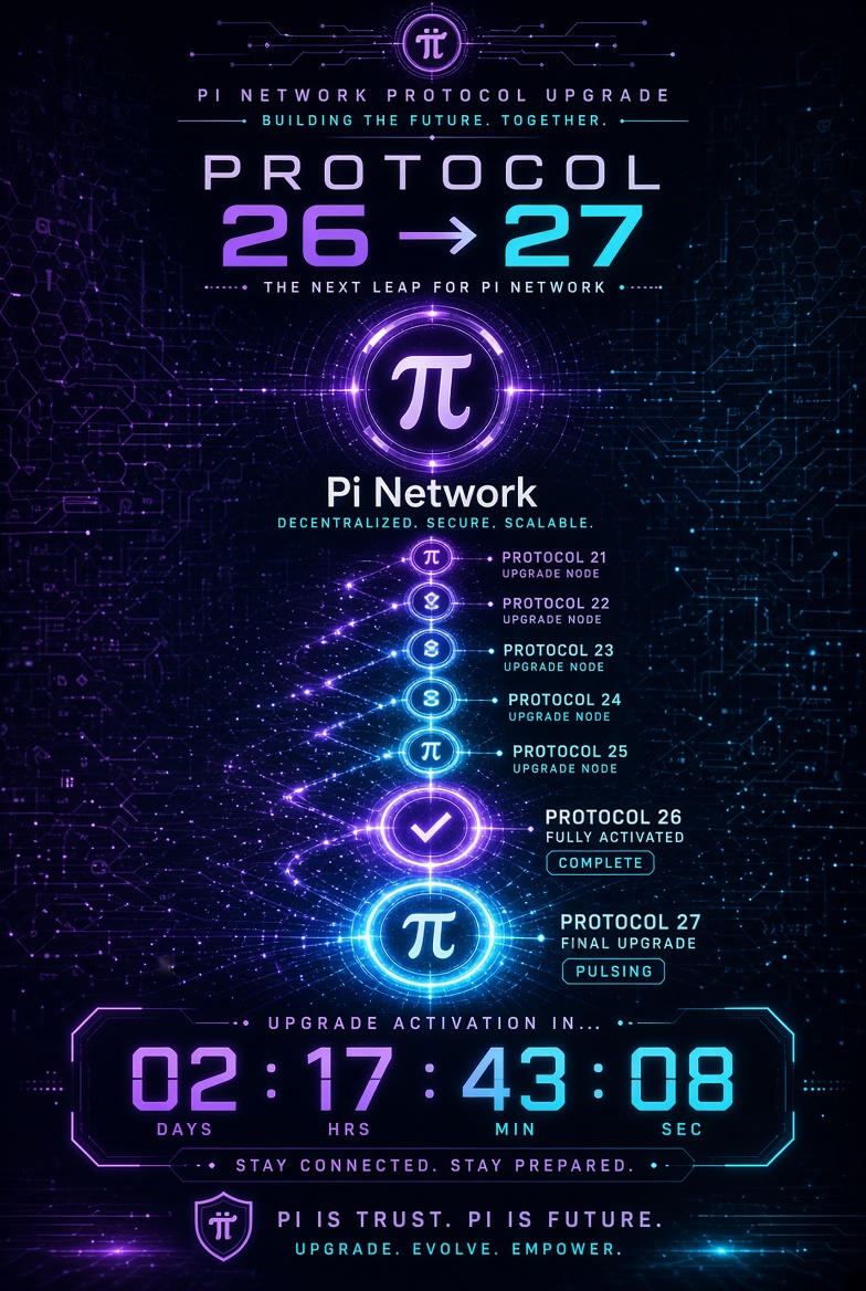 PIWITHPRINCE's tweet photo. Protocol 26 done.
Protocol 27 is the last one.

Mainnet nodes upgraded.

Smart contracts safer.
Interoperability coming.

While most people sleep…

Pioneers who stayed are watching the final pieces lock in.

What happens when the last upgrade hits?
👀

#PiNetwork #Mainnet #PiCoreTeam
