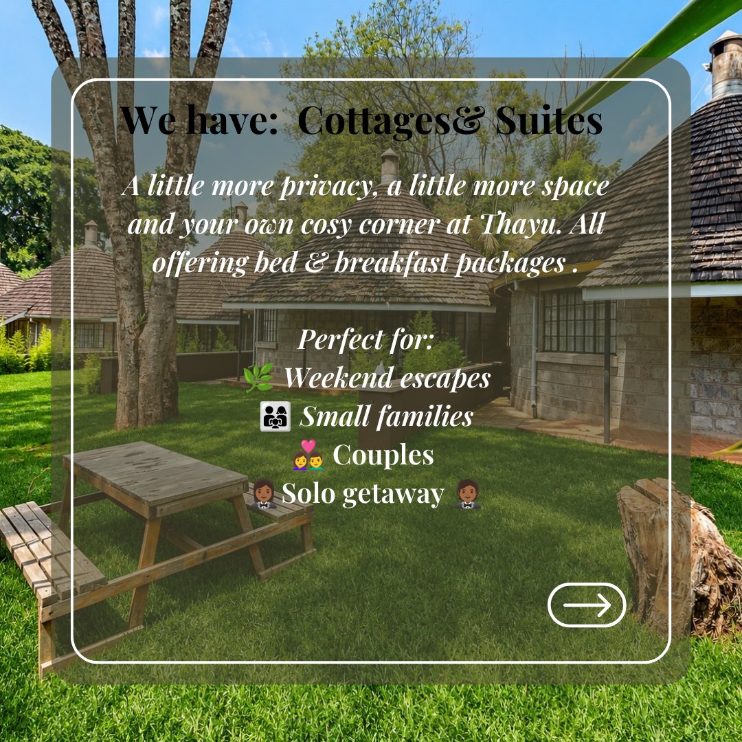thayu_house's tweet photo. From cosy suites to spacious cottages, we’ve got spaces designed for different kinds of stays.

Which would you choose  Suite or Cottage? 

📞0727 832 406
📩 Reservations@thayu.com 

#tigoni https://t.co/6Ke4uMch1z