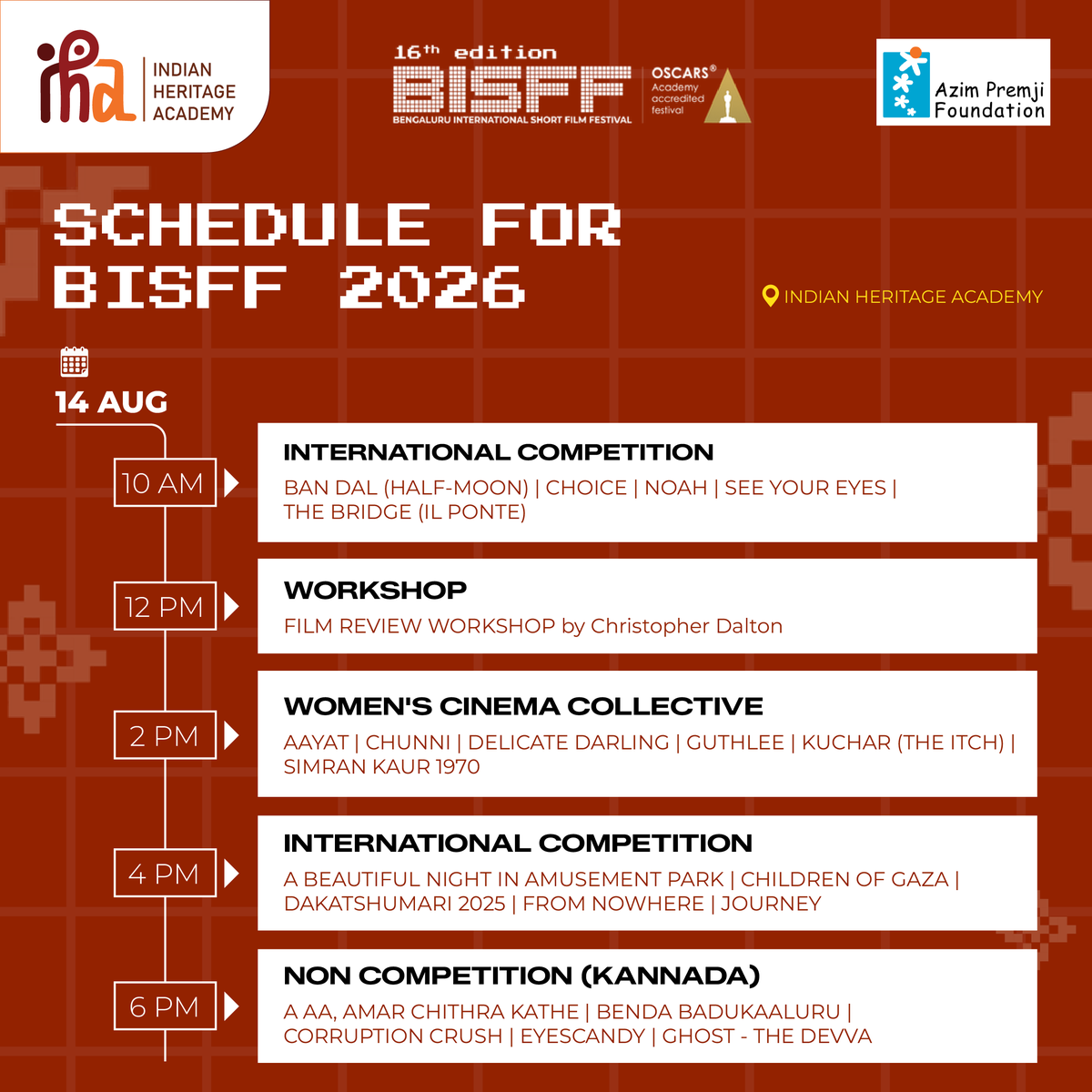azimpremjiuniv's tweet photo. The 16th edition of @bisffblr brings short films from India and around the world, alongside workshops and masterclasses exploring the many ways the form can tell a story.
RSVP for free early-bird entry: https://t.co/fUUSf3P3pV
Read more: https://t.co/pAgr0KmVjd https://t.co/vLgapAxQRL
