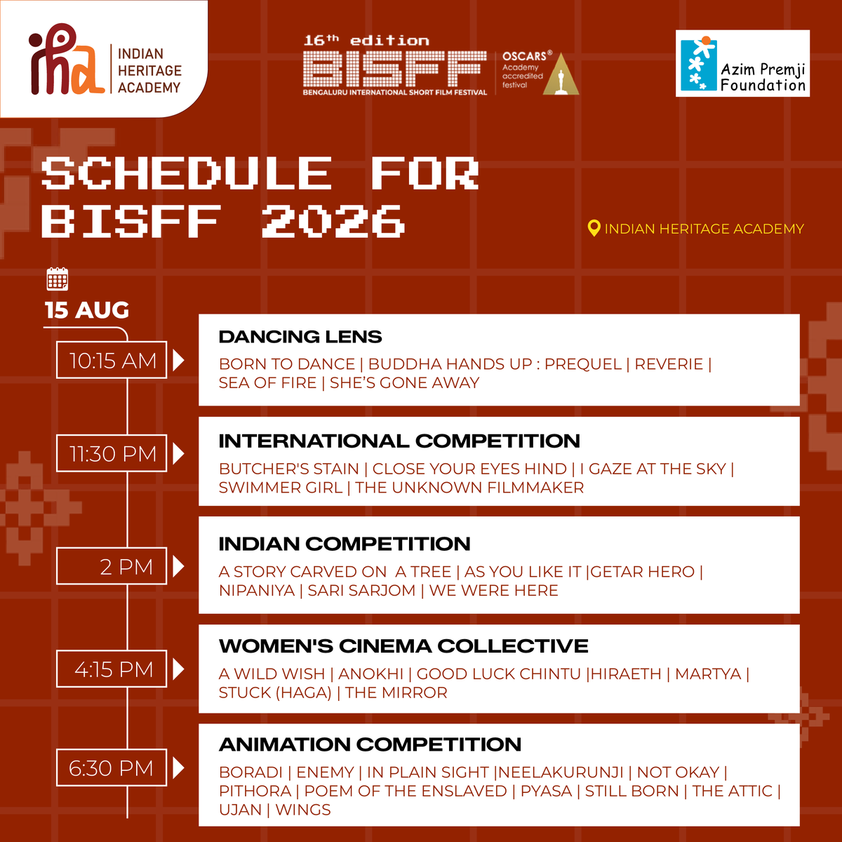 azimpremjiuniv's tweet photo. The 16th edition of @bisffblr brings short films from India and around the world, alongside workshops and masterclasses exploring the many ways the form can tell a story.
RSVP for free early-bird entry: https://t.co/fUUSf3P3pV
Read more: https://t.co/pAgr0KmVjd https://t.co/vLgapAxQRL