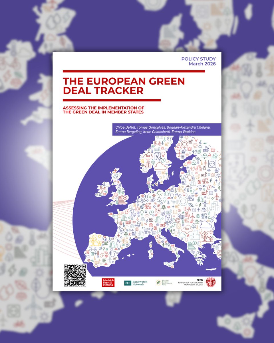 FEPS_Europe's tweet photo. 🔥🌍 As we endure one heatwave after another, with wildfires destroying nature and homes across Europe, we have every right to demand stronger action from our governments. One of the most ambitious responses came from the EU in the form of the European Green Deal, with its objective of climate neutrality by 2050 - but how well are member states actually implementing its key policies? Read our policy study "The European Green Deal Tracker" to find out! 📕
https://t.co/3bUmrM1iAl

🔎 The European Green Deal tracker measures progress in implementing the EGD at the national level through an indicator-based index and case studies. 

It analyses National Energy and Climate Plans (#NECPs) to provide an overview of member states’ progress across 16 key dimensions, including emission reduction, #Renewable energy, energy efficiency and #SocialJustice.

→ The main takeaways? Despite strong performances by many countries, no country can be called a "leader".

 👎 Worryingly, some countries show limited progress towards and commitment to implementing the European Green Deal. 

In addition to the analysis across 16 key dimensions, the policy study also includes case studies for five member states (Italy 🇮🇹, Sweden 🇸🇪, Slovakia 🇸🇰, Bulgaria 🇧🇬 and Poland 🇵🇱), which complement the findings from the index by providing a more in-depth understanding of EGD policies and national implementation dynamics in four policy areas:
 🏠 housing
🪫 energy poverty
🚌  transport
⚕️ health

🤝 By FEPS, in partnership with @fesonline Just Climate, @IEEP_eu and @ceebankwatch