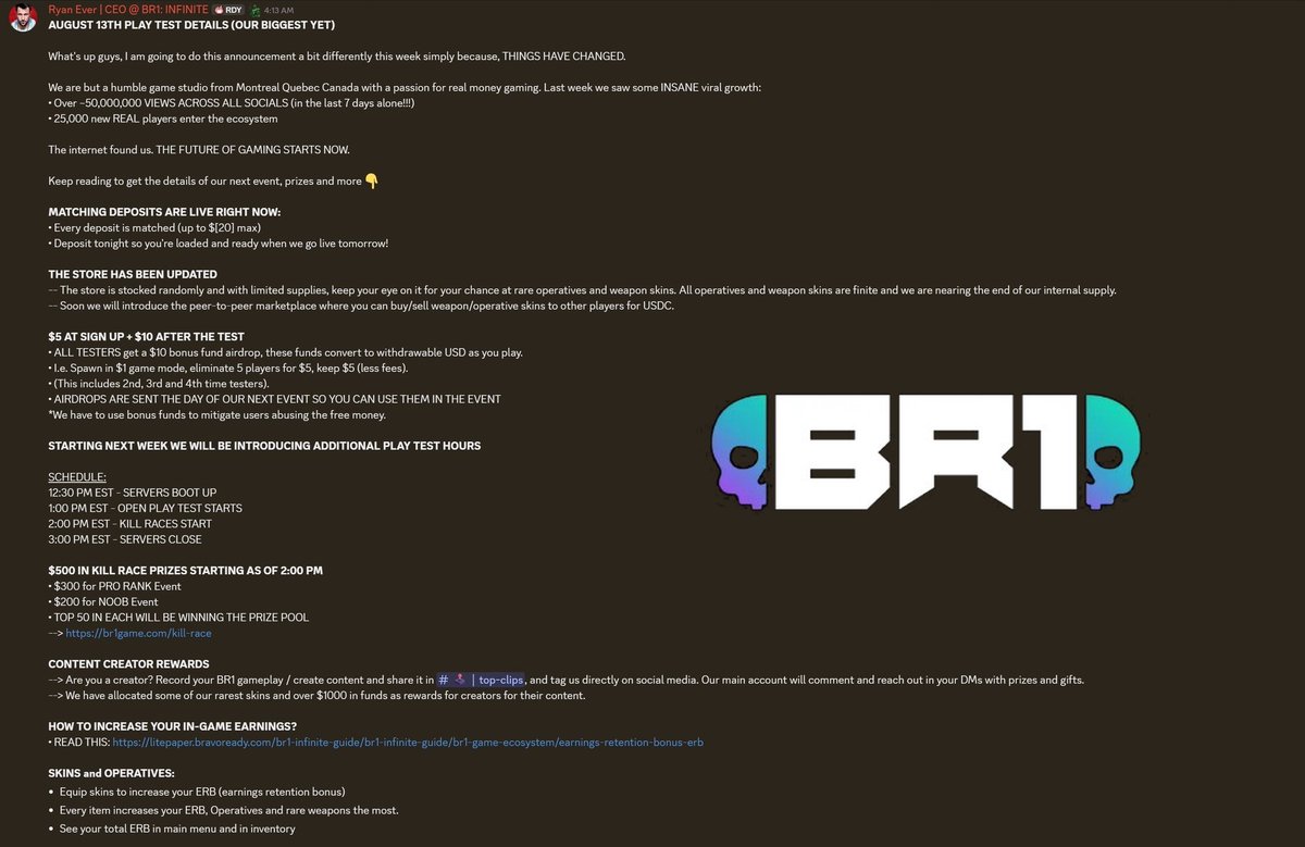AleksaFlamingo's tweet photo. 🚨 BREAKING NEWS: The biggest BR1 Playtest yet!

> Today, 1 PM EST
> $500 Killrace
> $1000 for creators

...and a GIVEAWAY HERE!

🏆 REWARD: 5x Epic Weapons!

> RT this post
> Comment your Solana Wallet
> You have 48h

Win a weapon and increase your in-game earnings! https://t.co/pUVzaFNBqn