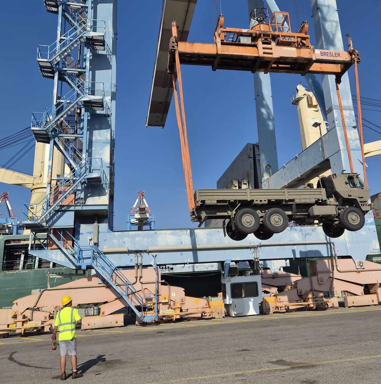 Military equipment shipment arrives at Haifa Port for IDF delivery