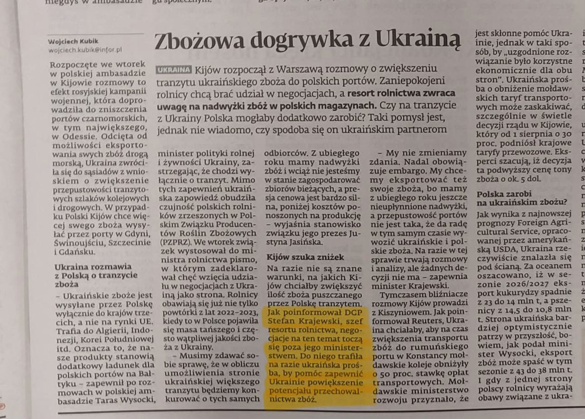 annabrylka's tweet photo. Minister Rolnictwa Stefan Krajewski przyznał z rozbrajającą szczerością, że nie zna szczegółów rozmów dotyczących tranzytu ukraińskiego ziarna przez Polskę. To chyba resort rolnictwa powinien zabiegać o wiedzę i przekazywać informacje co się dzieje? Problemy na Morzu Czarnym trwają od kilku tygodni, a konsultacje z polską stroną od kilkunastu dni.