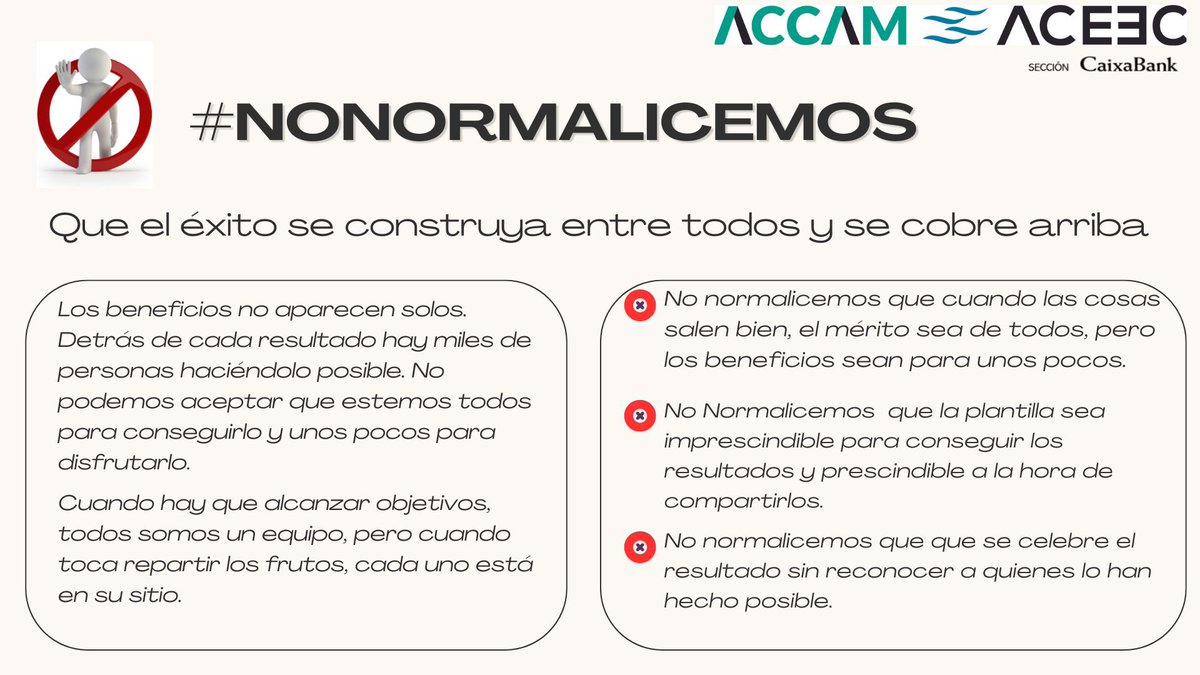 ACCAMCAIXABANK's tweet photo. #NoNormalicemos

Que el éxito se construya entre todos y se cobre arriba. https://t.co/OBnq7Y2Vlq