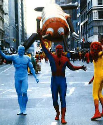 Comichistorians's tweet photo. Spider-Man and his Amazing Friends, Ice-Man and Firestar take charge in the 1982 Macy’s Thanksgiving Day Parade. #marvel https://t.co/ZN1cqH0ehw