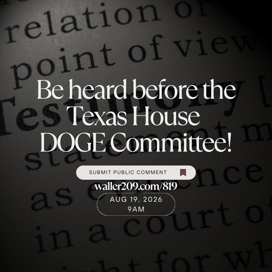 GOP209's tweet photo. Taxpayer dollars are currently funding dragnet movement tracking across Texas—logging trips to the store, school, and church without warrant protection. 🚨

​It’s time to end subsidies, mandate warrants, and purge non-hit data.
​Be heard before the Texas House DOGE Committee!

🗓️ Aug 19, 2026 | 9:00 AM
✍️ Submit your public comment: https://t.co/Rx5Ziw8LHq

​#TexasPolitics #PrivacyRights #CivilLiberties #ALPR #GOP209