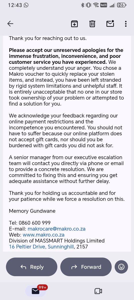 CharltonPhiliso's tweet photo. @Makro_SA I am attaching an email from Makro. Get this sorted. That's how you can help me https://t.co/FuWM7jm9Ti