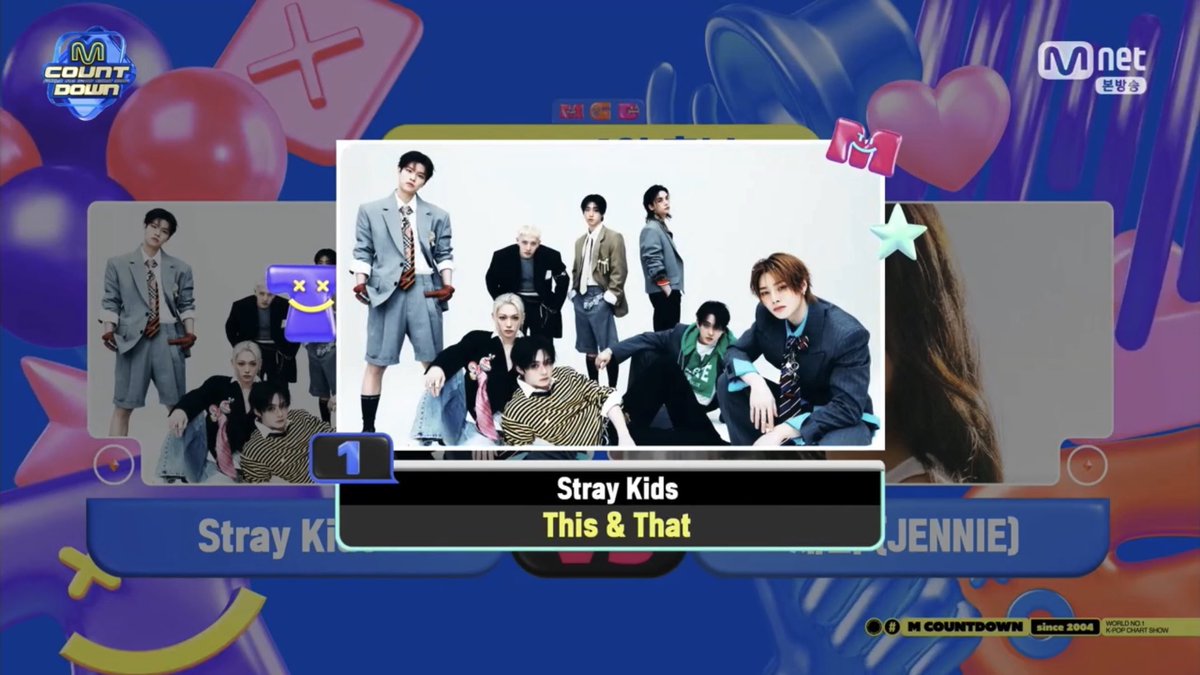 skzjstay's tweet photo. #THIS_AND_THAT #StrayKids
 
🎵MCOUNTDOWN🎵
エムカ見事1位を獲得しました✨
おめでとうございます！🎉　

🏆엠카운트다운 1위 축하해요

🏆Congratulations on your 1st place on MCOUNTDOWN！

#THISAndTHAT1stWin🥇
#StrayKids46thWin 
#이것저것_다_스키즈가_엠카1위 

@Stray_Kids https://t.co/BBXF9YE57m