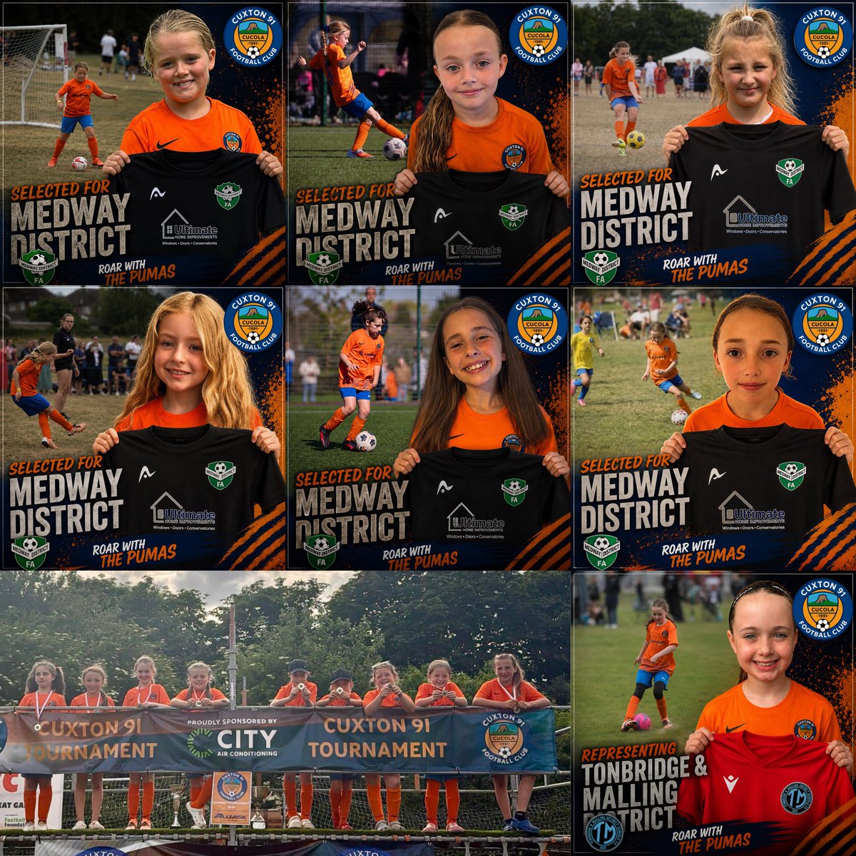 Cuxton91FC's tweet photo. 🐾⚽ District success for the Pumas!
Six of our U10 Pumas have been selected to represent Medway School District for 2026/27, joining another Puma already representing Tonbridge & Malling!
Seven district players from one squad! 👏🧡💙
#Cuxton91FC #UpThe91 #GirlsFootball https://t.co/Hm7N9PODAq