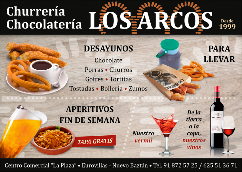 publiz_es's tweet photo. De martes a domingo desayuna en LOS ARCOS nuestro chocolate con churros o porras
y los fines de semana con tu cerveza, refresco o vermú, TAPA GRATIS
👉 https://t.co/PEh7P1hDVx
#Tapas #paella #gulas #migas #gachas #cerveza #vermú #chocolate #churrería #Eurovillas #NuevoBaztán https://t.co/aQJ4YlhrnP