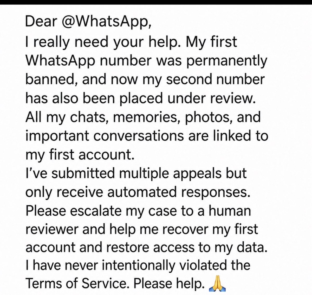 SSK6842's tweet photo. @WhatsApp @WhatsApp @Meta @wa_status #WhatsAppBan #WhatsAppSupport #FixIt
My account (+91 ****803) was wrongfully banned after being added to a scam group without consent &amp; targeted by a report trap!
Ref No: 1766985574316626
Please unban 🙏🙏 https://t.co/ZZsCsCMGn1