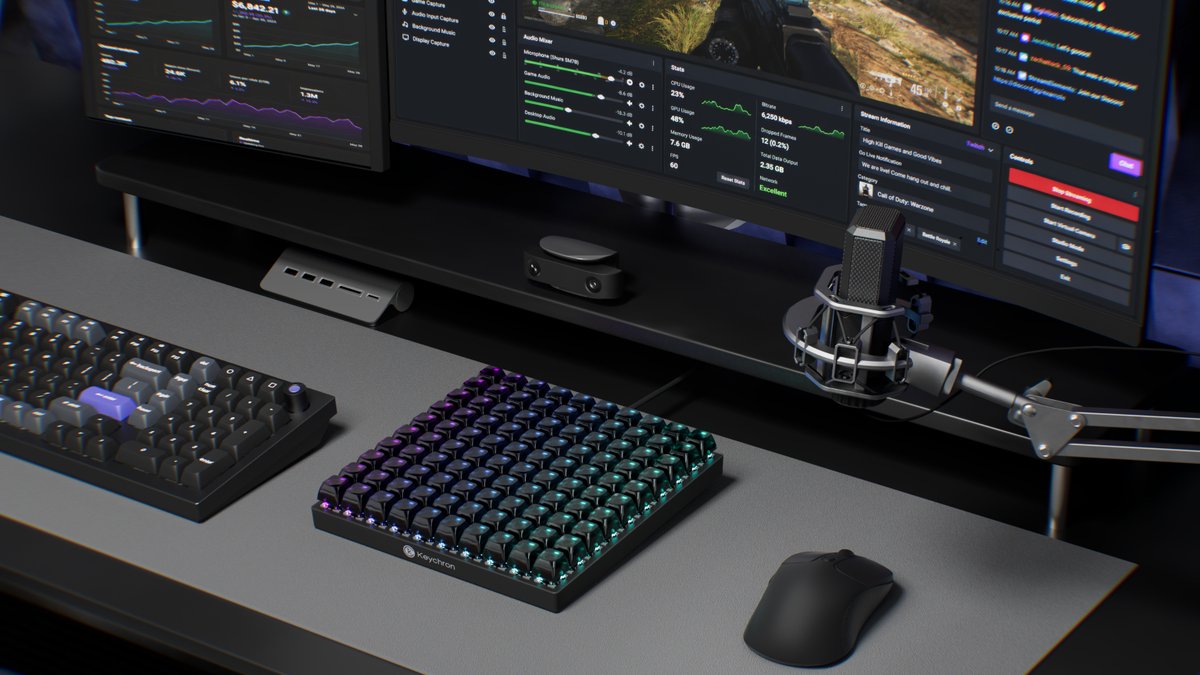 KeychronMK's tweet photo. What would you do with 100 keys? 👀
Whatever you want—that's the point.

Meet the Keychron C100 8K—a giant custom macro pad built to work, play, and show off your switch collection.

Build a 100-switch collection you can actually use—then make it yours with:

⚡ 8K polling rate
🎛️ Fully customizable keys
🌈 Per-key RGB
🛠️ Keychron Launcher support
🔥 Hot-swappable
💎 Transparent ASA keycaps
📐 Dual-angle adjustable feet

100 keys. Endless possibilities. Yours for $64.99.