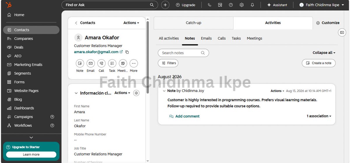 FaiththeVA's tweet photo. Day 16 of the #20DayVisibilityChallenge with @remotetrybe hosted by @odosaar 

Organized an e-learning CRM by managing customer records, tracking leads, and setting follow-ups.

Good systems keep opportunities moving.

#VirtualAssistant #CRM #HubSpot https://t.co/XATTyi3sJa