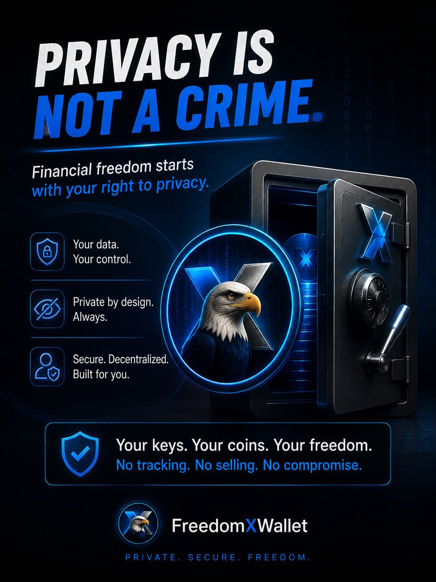FreedomXWallet's tweet photo. Financial freedom starts with control

With FreedomXWallet, take control of your digital assets with a non-custodial wallet built around ownership and independence. 🔐

Don’t just manage your money. Own your financial freedom.

#FreedomXWallet #FinancialFreedom #Crypto https://t.co/4S8tXokNe6