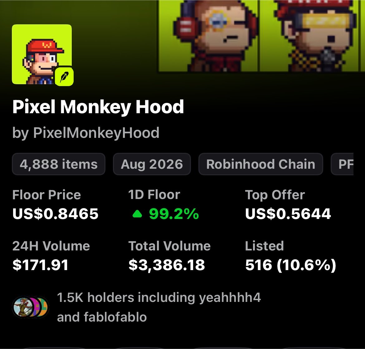 wale_gmi's tweet photo. This shouldn’t be at this price 
Need this to be scarce 
@pixelmonkeyhood 
Don’t say I didn’t tell you 😌 https://t.co/LDxZjTraAV