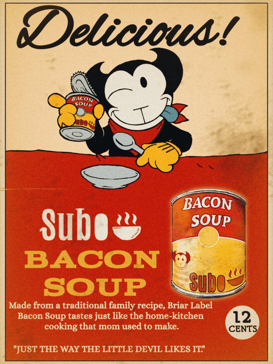 BATIM1920sAU's tweet photo. The famous bacon soup collaboration (1928)
#BATIM1920s #BENDY #BATIM #cartoon #art https://t.co/LunnVxRYBI