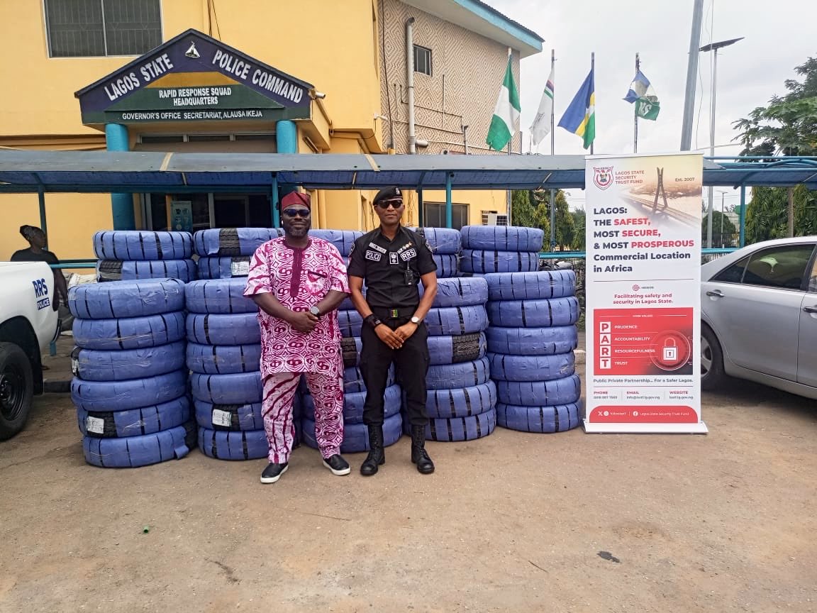 rrslagos767's tweet photo. Yesterday, the Lagos State Security Trust Fund (LSSTF) handed over 70 Hilux tyres to the Rapid Response Squad (RRS) to support the maintenance of its operational fleet.

The tyres were presented to the RRS by the Fund’s Director of Administration, Adegbola Lewis. https://t.co/2277lZf4ip
