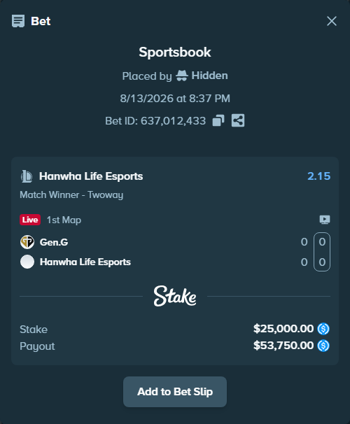 stakehighroller's tweet photo. Smart LoL money — or smoke? $25,000 on Hanwha Life Esports to win.

#LCK https://t.co/amKnShohef