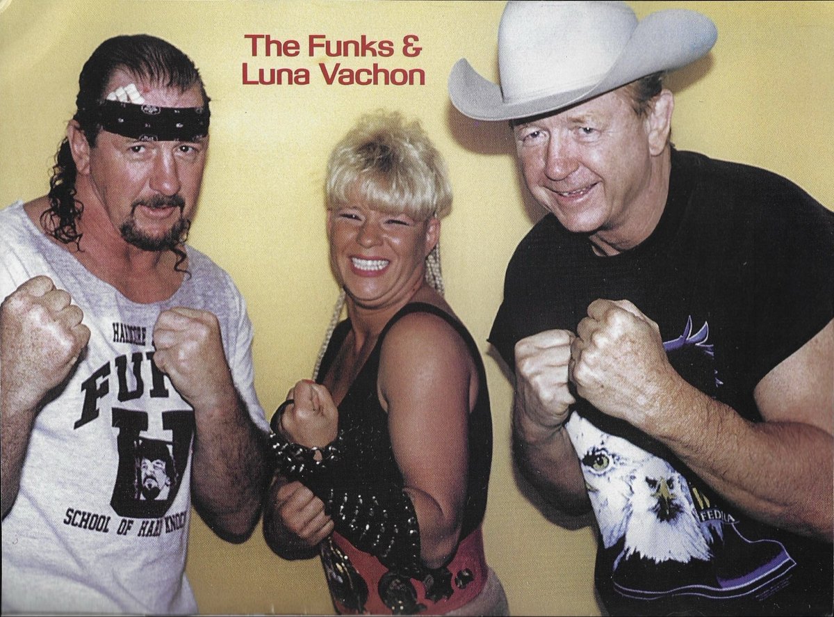 VintageWWFMag's tweet photo. The Funks &amp; Luna Vachon - New Wave Wrestling Magazine September 1997 https://t.co/BAwDhQxlC0