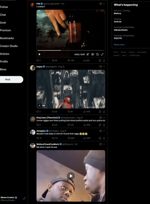 Narra_Creator's tweet photo. Lmao This is so gooood

3.1 Million views in a day and the comments are insane

The FBI is offering a 1 Million bounty if anyone finds Gregory

Everyone in the comments in saying they are gonna solo hunt Gregory and annihilate his ass for the milly lmao

He turned into a huge meme template and hes probably gonna get caught so this could be a major frontrun
