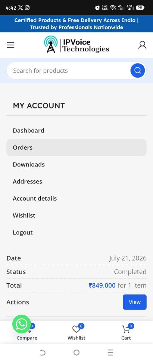 bipingp's tweet photo. @Ipvoice_tech is a disgraceful fake in the e-commerce space. I ordered from them on July 21st and it is Aug mid now. Shows as completed, last tracking was on Jul 29th, that too never received a logistics tracking. I lost only ₹850, you could lose more. Avoid them. https://t.co/NYRjZVZ2ct