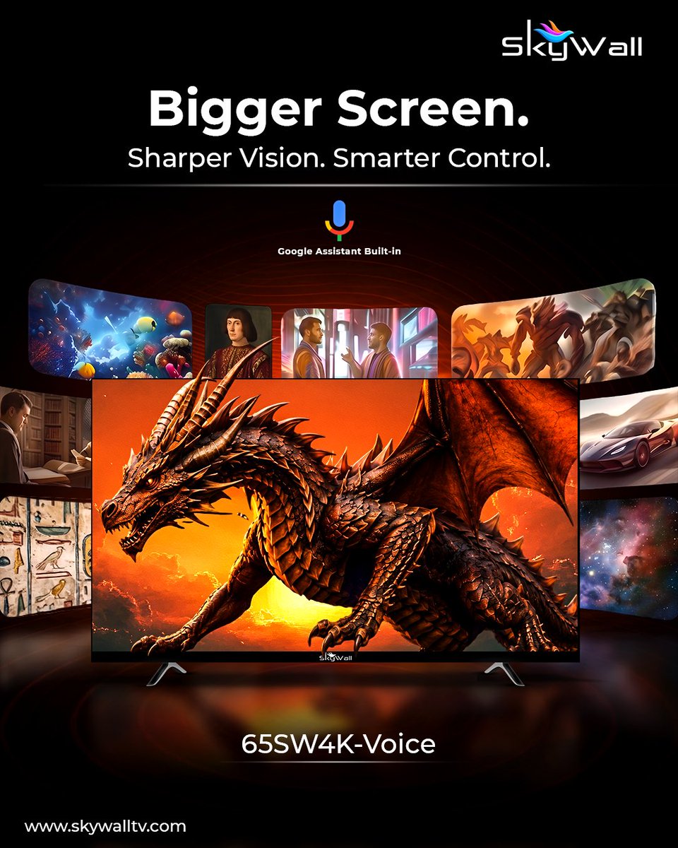 Skywall_tv's tweet photo. Bigger Screen. Sharper Vision. Smarter Control. 
Level up movie night with hands-free Google Assistant voice control on the Skywall 65SW4K-Voice!

 https://t.co/aWIQq4m7G2
#SkywallTV #Smarttv #UltraHD #GoogleAssistant #ledtv https://t.co/LmPq2JTOpw