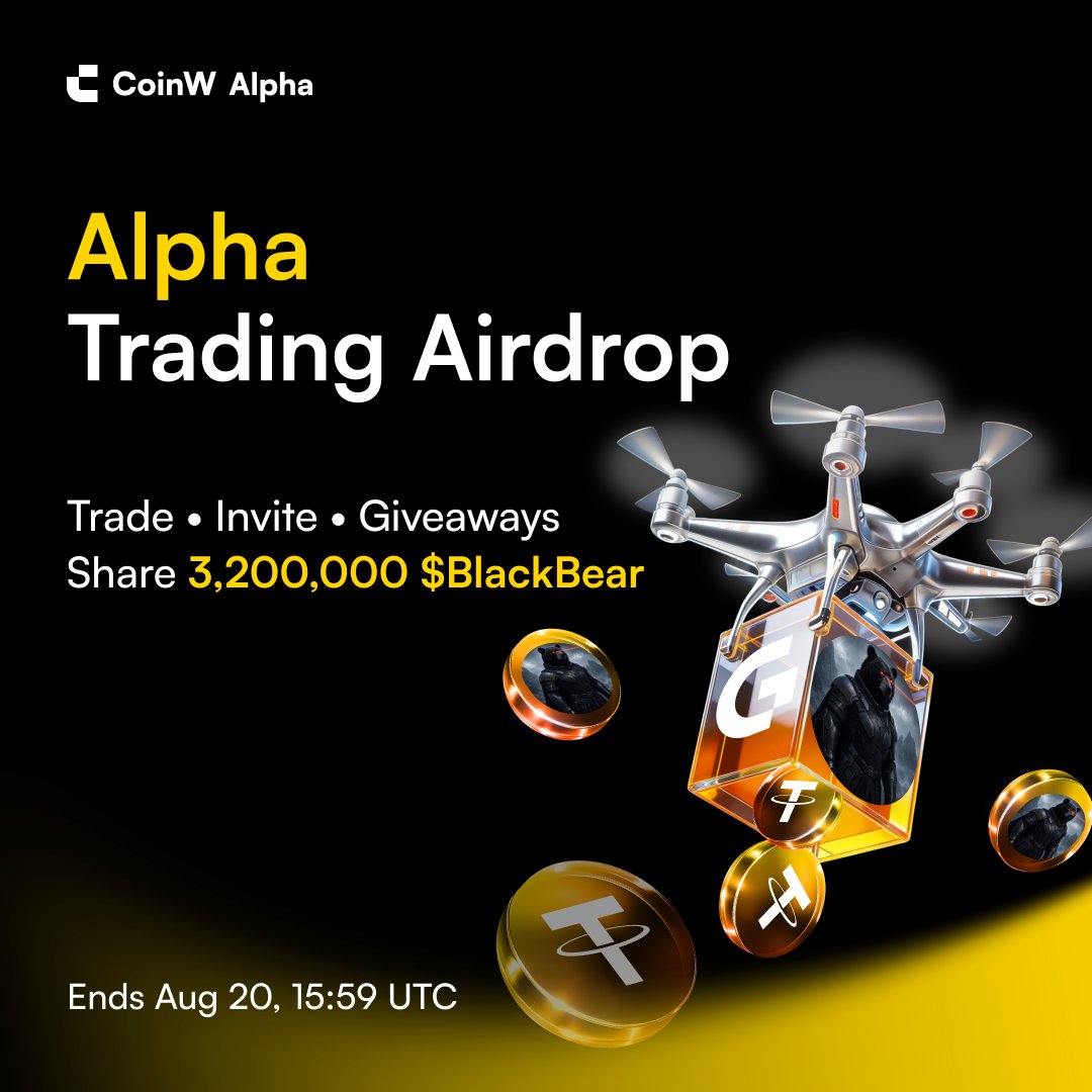 CoinW_Alpha's tweet photo. CoinW Alpha Trading Airdrop #5 is LIVE!

3,200,000 $BlackBear up for grabs
Trade · Check In · Invite · Earn

👉 https://t.co/H2QDx4N7vV

🎁 GIVEAWAY: 20,000 $BlackBear × 10 winners
1️⃣ Follow @CoinWOfficial & @CoinW_Alpha
2️⃣ Like + Repost + Tag 3 friends
3️⃣ Drop your CoinW UID

#CoinWAlpha #BlackBear #Giveaway