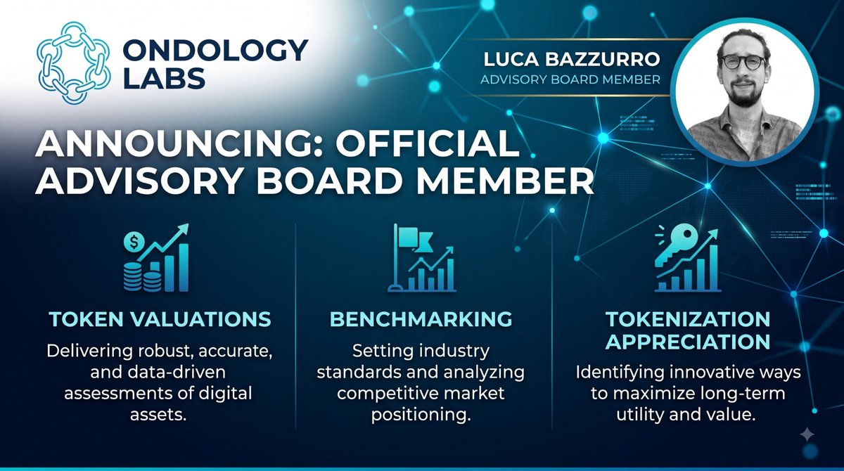 ondologylabs's tweet photo. Announcement 📣: @LBazzurro has officially joined the @OndologyLabs Advisory Board! 🚀

​Luca’s elite expertise bringing:
📊 Token Valuations
📈 Benchmarking
💡 Tokenization Appreciation

​Big things ahead as we continue to shape the future of digital assets!🌐
​#Web3 #Blockchain https://t.co/X4bRgK0YMo