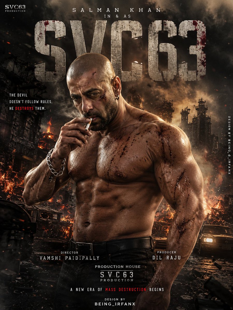 Being_IrfanX's tweet photo. 🔥 The Beast Has Arrived!
Bald. Brutal. Fearless. Unstoppable. 😈🔥
#SalmanKhan in a whole new savage avatar for #SVC63 — where the smoke clears, the fire rises, and destruction begins! 💥

#SVC63 #SalmanKhan #VamshiPaidipally #DilRaju #GangsterLook #FanMade #BeingIrfanX https://t.co/EgAqAHRfaI