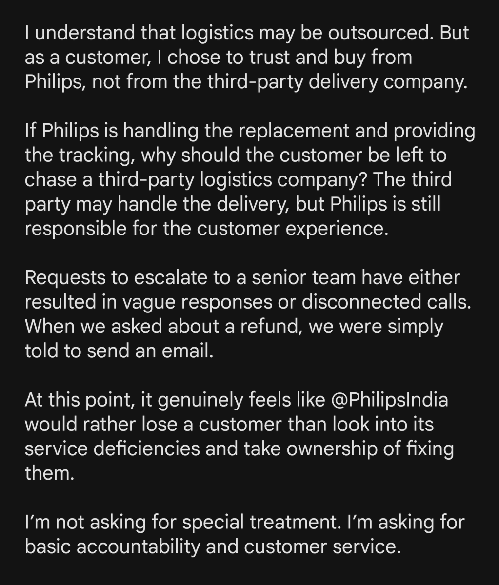 im_nc_'s tweet photo. @Philips @philipsindia 
You guys are unprofessional and your service is pathetic.
Mr Bharath Sesha is this how you manage your business? https://t.co/SI2Ioy062z