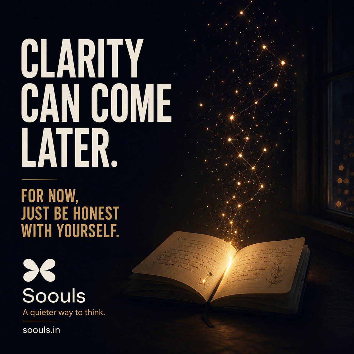 Soouls_in's tweet photo. Not every feeling needs to be understood right away. Sometimes, you just need a quiet place to let it exist, put it into words, and come back to it when you're ready. 🤍

You don't have to understand everything you feel.

Soouls — A quieter way to think.

#Soouls #AQuieter https://t.co/re5MPsVYDJ