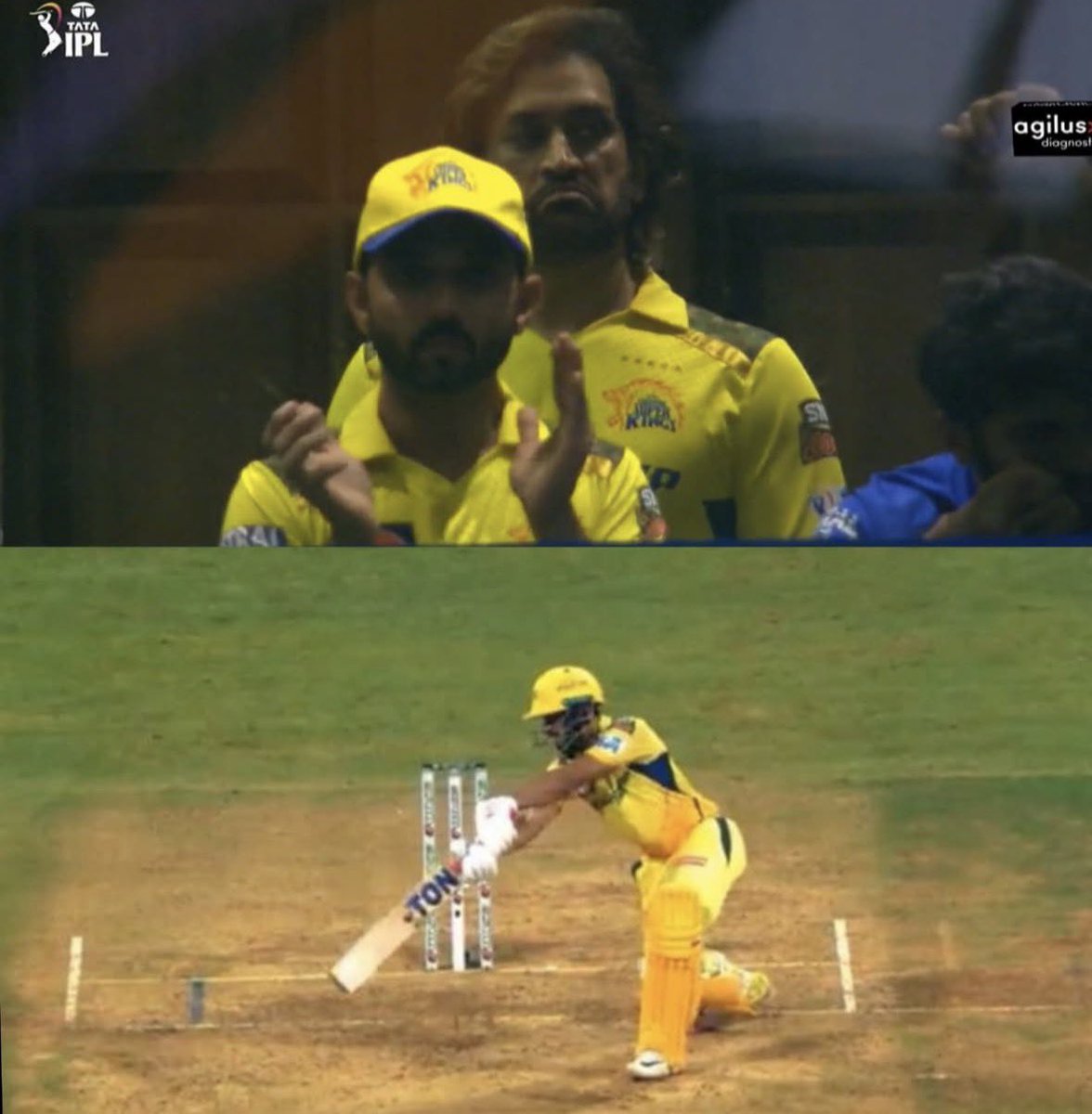 Hunterr_CSK's tweet photo. Back in 2024 when Ruturaj Gaikwad played this impossible shot against Jasprit Bumrah and MS Dhoni was Awestruck with it 🔥🔥 https://t.co/QenoGwvOHY