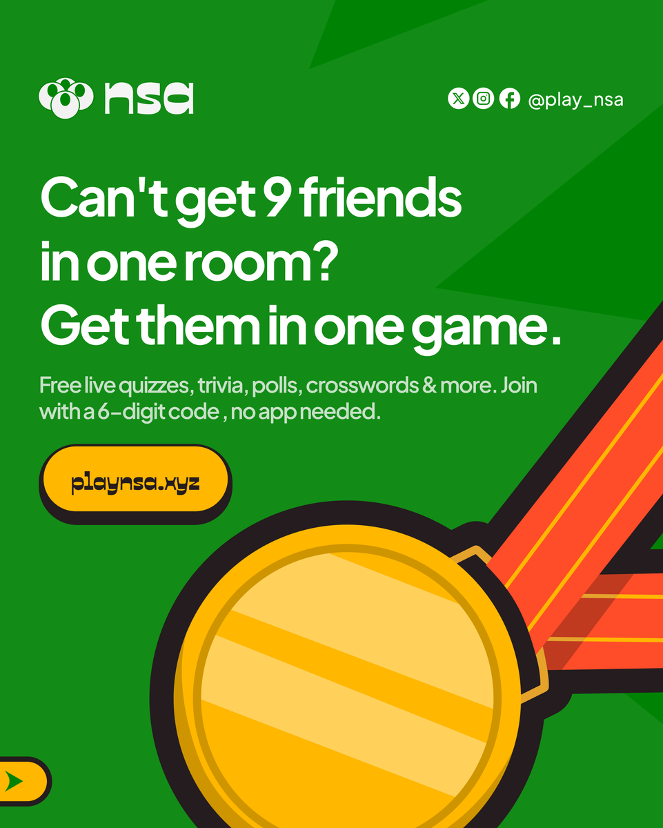 play_nsa's tweet photo. Can't get the group into one physical room?
Get them into a virtual one.

Share moments and enjoy free live quizzes, trivia, polls and more.

Curate live interactive memories with https://t.co/QfRkxkOdaq https://t.co/RIaH3db4O1