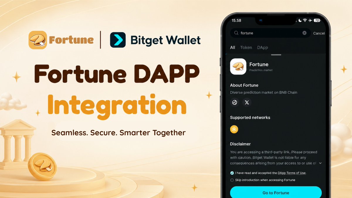 FortuneKorea_'s tweet photo. 🥠 Fortune x @BitgetWallet 통합

Fortune이 이제 Bitget Wallet과 공식적으로 통합됐습니다.

사용자들은 Bitget Wallet을 통해 Fortune DApp에 직접 접속할 수 있으며, 더욱 간편하게 시장 예측을 확인하고 F Points와 https://t.co/V2ibMbBrhV Points를 적립해 추가 보상을 받을 수 있습니다. 🍪 https://t.co/eVsPoGL0zc