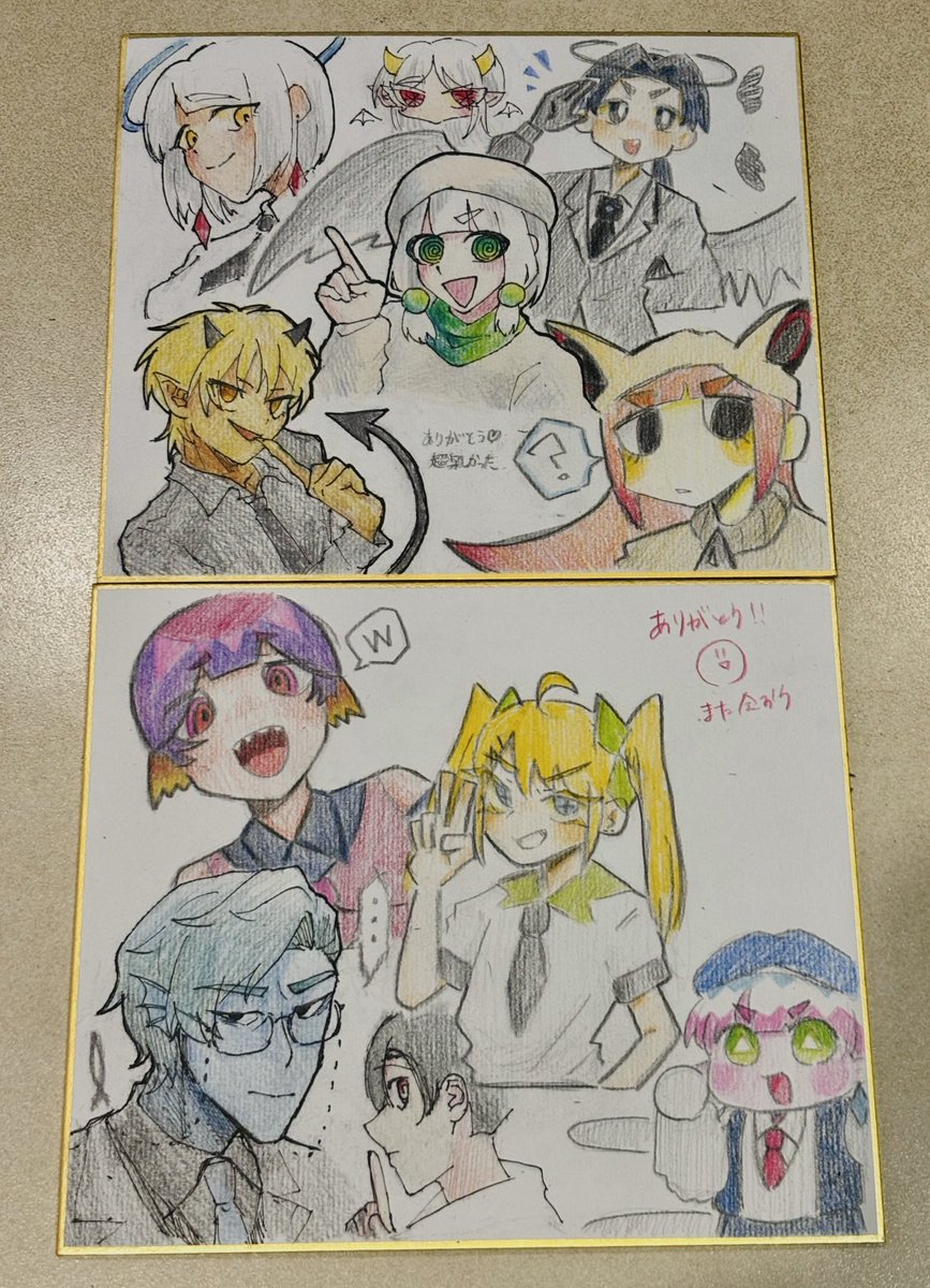 0mame000's tweet photo. 深夜の色紙交換合作大会をしました https://t.co/zj6K9Hn2gK
