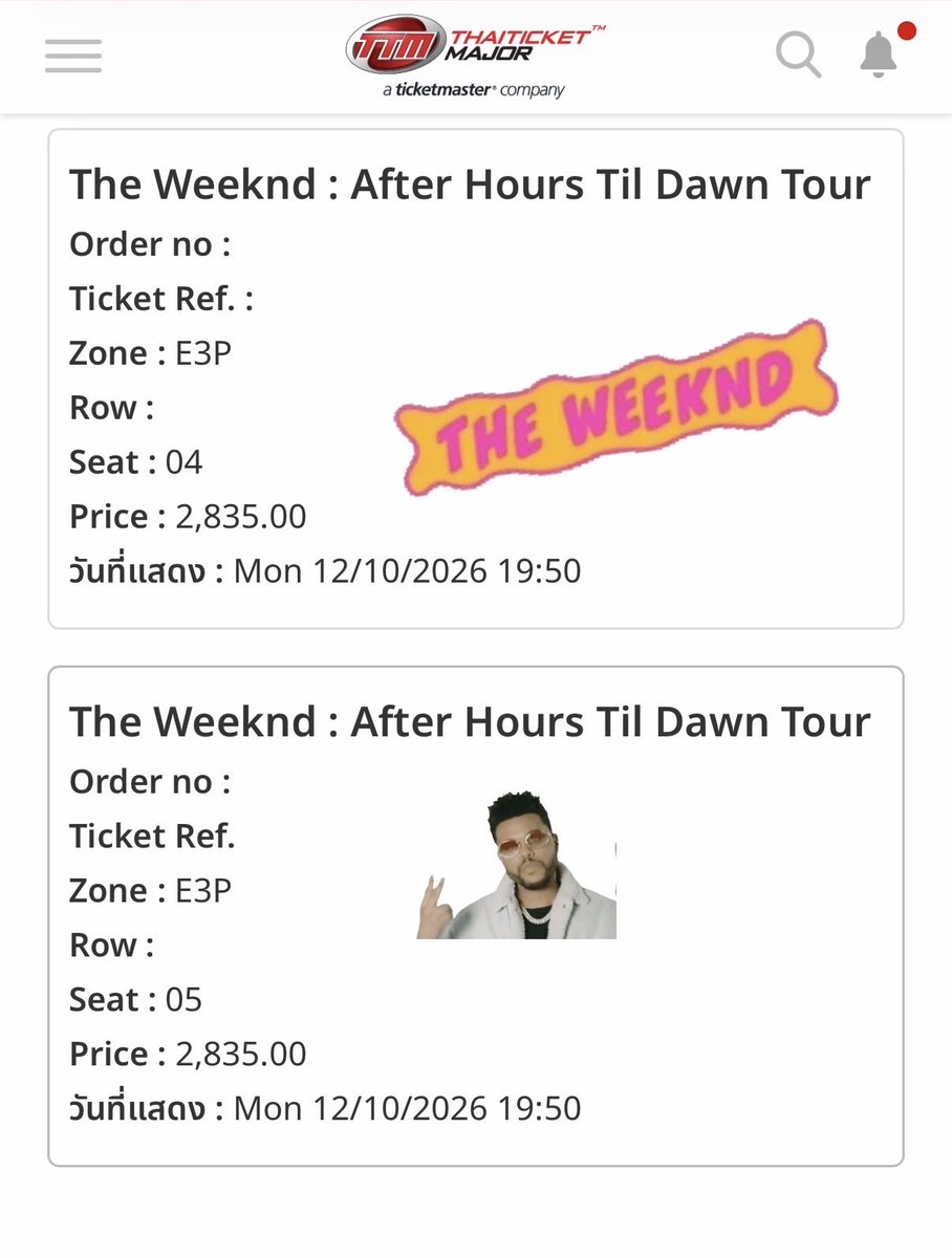 tlbowpeep's tweet photo. ปล่อยบัตร the weeknd 
วันที่ 12 ตุลาคม
โซน E3P
2 ใบ ใบละ 2,000 
นัดรับได้ต��มรถไฟฟ้าค่ะ
#theweeknd
#TheWeekndLiveinBKK
#AfterHoursTilDawnTourBKK https://t.co/LbmpxRBFBs