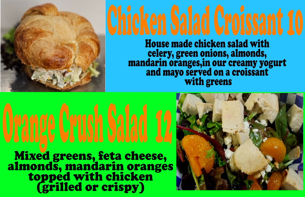 INdyfeast's tweet photo. The tasty Chicken Salad Croissant is the Feasture today and Orange Crush Salad (Grilled or Crispy) Rose all day and $5 pints!  Patio is water free and pet friendly!  skip the lines and order/pay online https://t.co/DoKFDNALJJ Love to FEAST YOU today!  Open til 6 pm! https://t.co/YEexJr1mYK